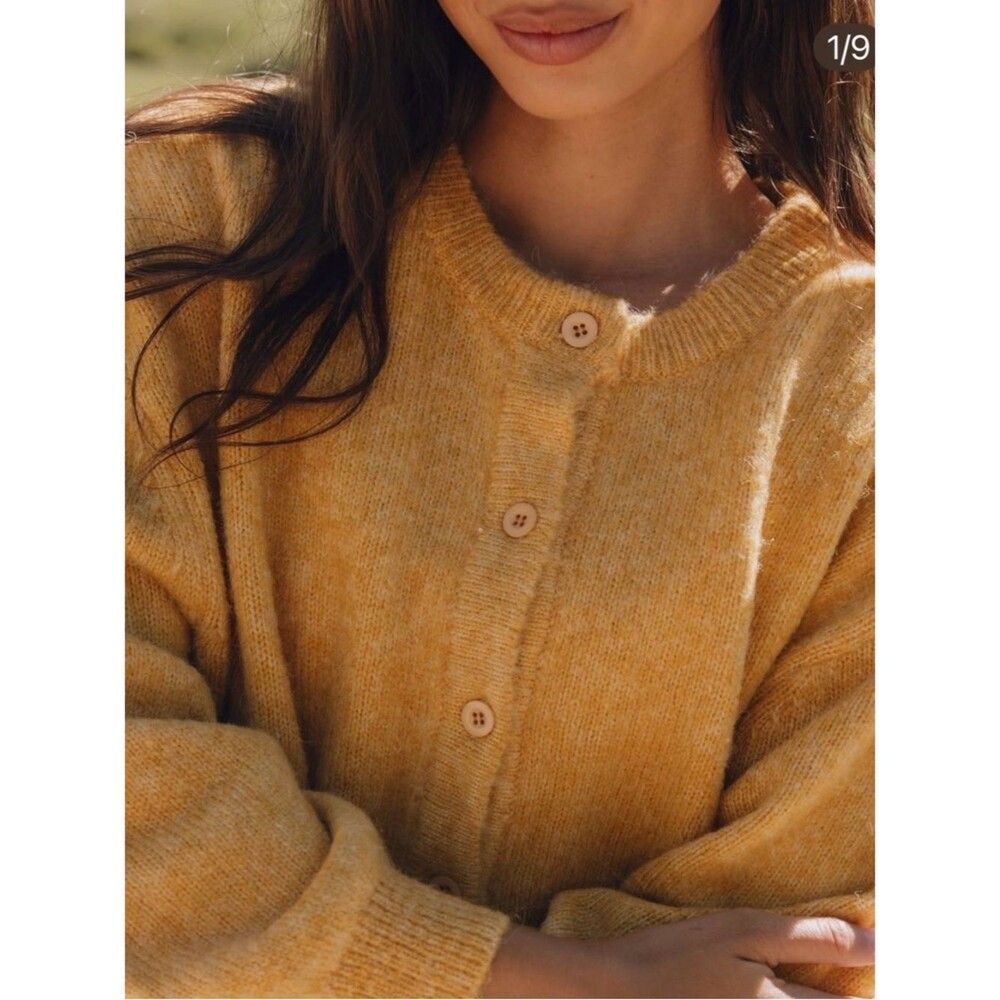 Daily Drills Honeygold Button Up Sweater Cardigan